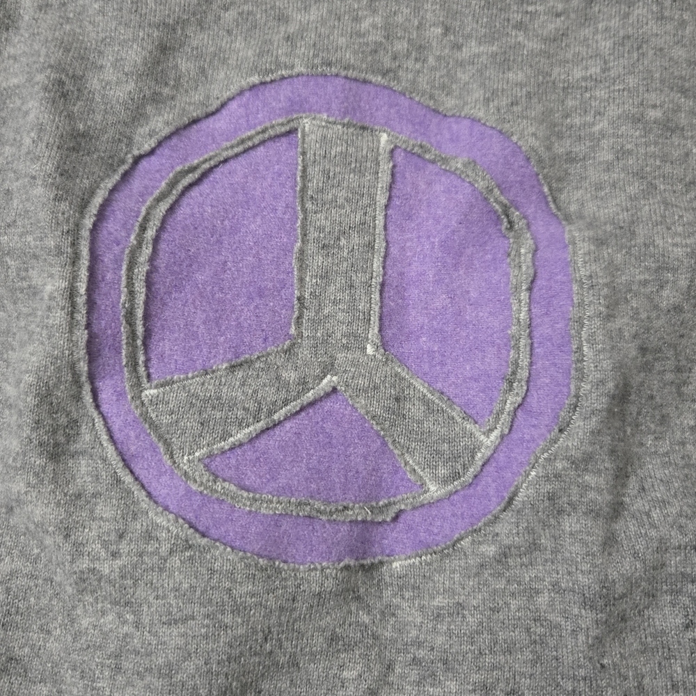 Born Again Bluez BAB Peace Sign Cropped Sweater Womens Size Large Cashmere Grey - Picture 4 of 10